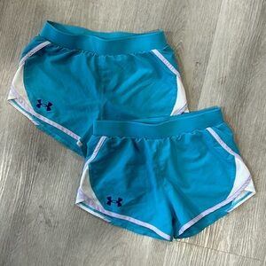 2 under armour girls activewear shorts unlined